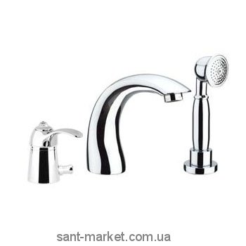 Змішувач одинважільний на борт ванни зі Сваровські з душем Fiore Jaffar Sky хром 84CR5105 Chrome
