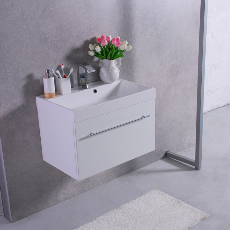 Тумба подвесная Буль-Буль Corsica 695x445х470 с раковиной Signe искусственный камень белый ШН-700