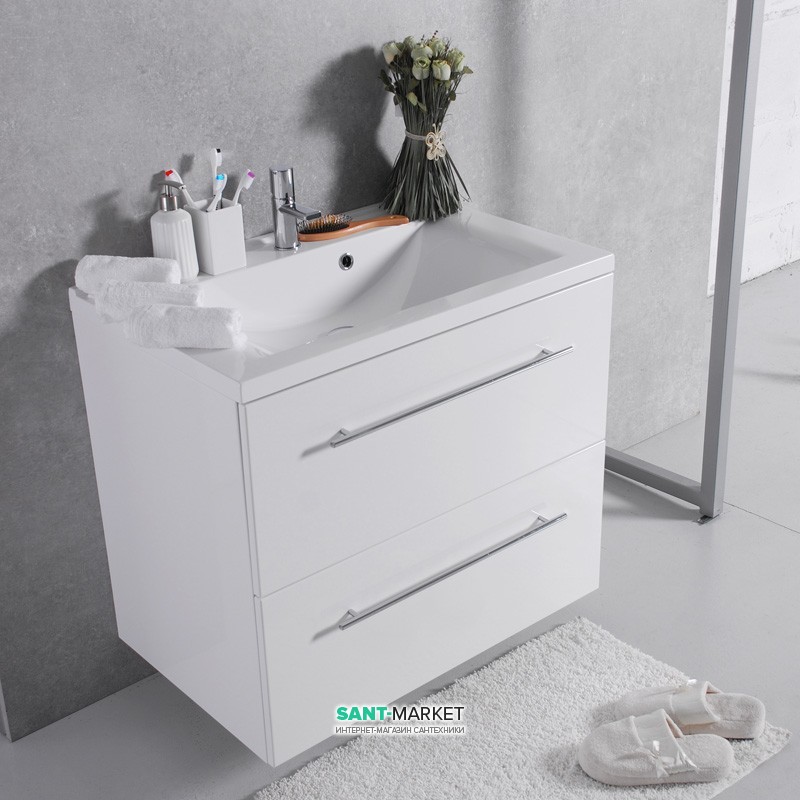 Тумба підвісна Буль-Буль Goa 794х505х708 з раковиною Dallas 800 штучний камінь білий ШН-72 Б