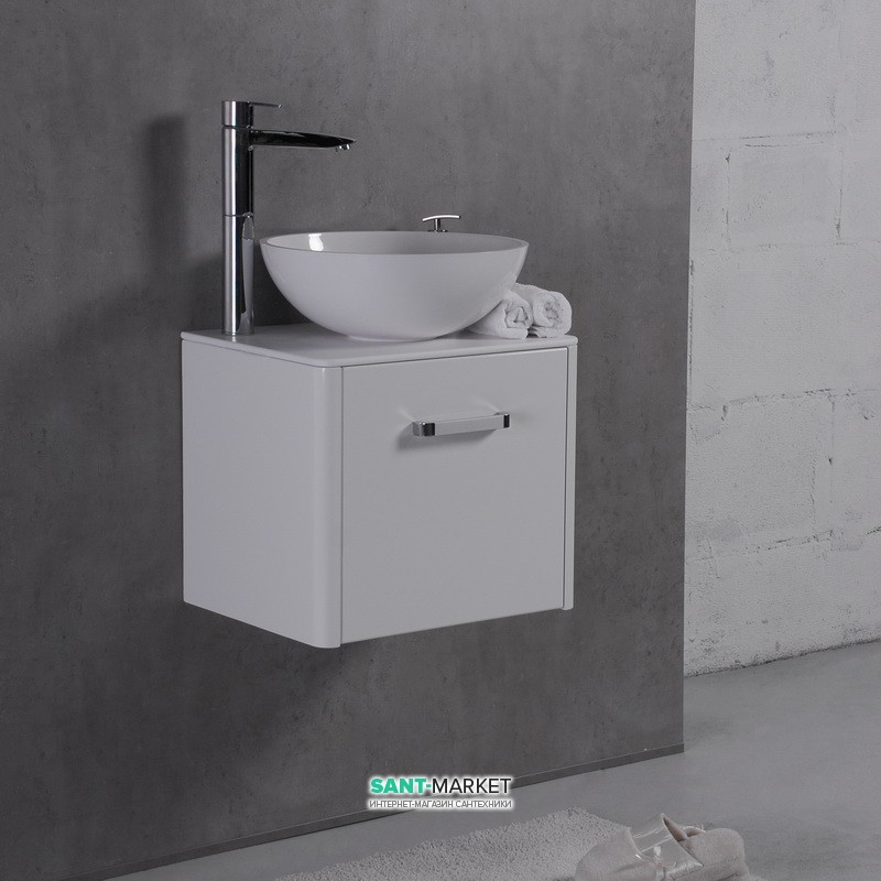 Тумба підвісна Буль-Буль Fiji 49.2x42x39.5 з раковиною Mona штучний камінь білий 10805012200