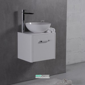 Тумба подвесная Буль-Буль Fiji 49.2x42x39.5 с раковиной Mona искусственный камень белый 10805012200   