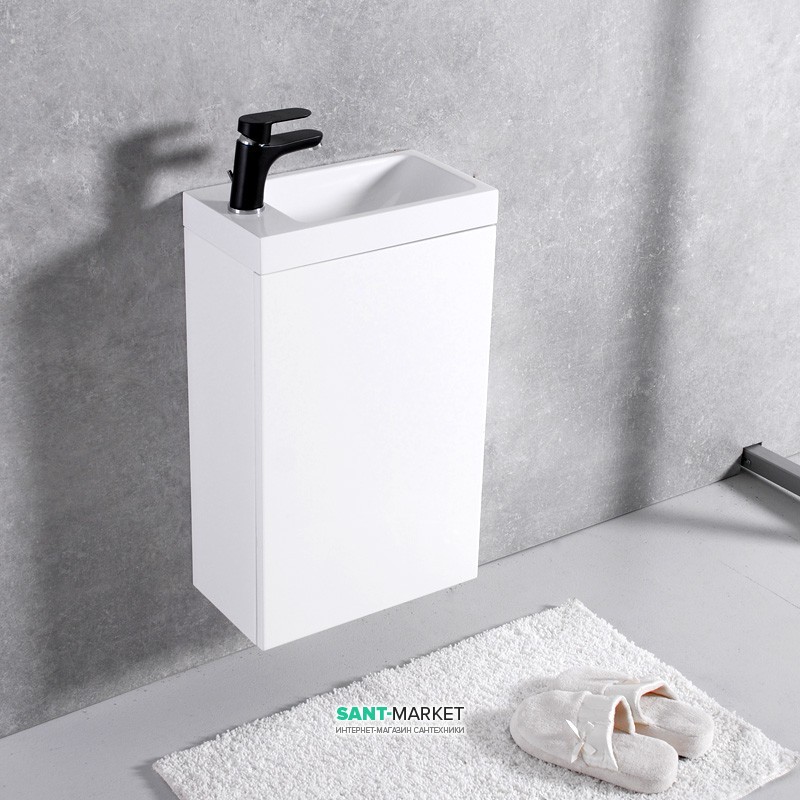 Тумба с раковиной Буль-Буль Java 40 Ida подвесная 39.4х60х21.6 см петли слева белый ШН-400Б