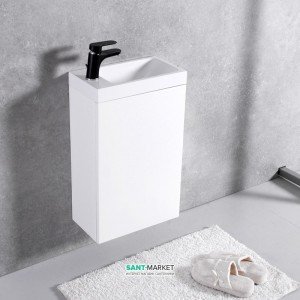 Тумба с раковиной Буль-Буль Java 40 Ida подвесная 39.4х60х21.6 см петли слева белый ШН-400Б