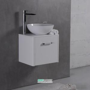 Тумба подвесная Буль-Буль Fiji 49.2x42x39.5 с раковиной Mona искусственный камень белый 10805012200   