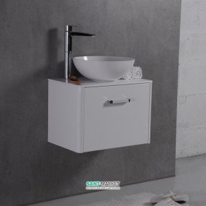 Тумба подвесная Буль-Буль Fiji 592x395x420 с раковиной Mona искусственный камень белый 10806012200