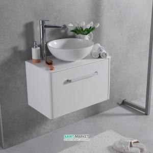 Тумба подвесная Буль-Буль Fiji 692x395x420 с раковиной Mona искусственный камень белый 10807012200