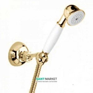 Душовий гарнітур з настінним тримачем EMMEVI колекція Tiffany білий / золото BO110
