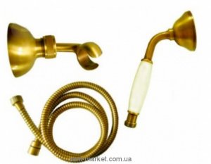 Душевой гарнитур с настенным держателем EMMEVI коллекция Old America золото OR CO110OAM