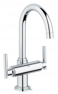 Смеситель для раковины двухрычажный с донным клапаном высокий Grohe Atrio хром 21022000
