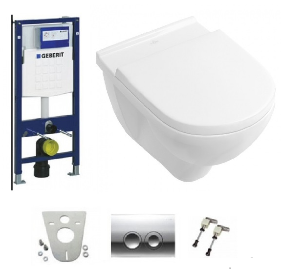 Унитаз подвесной Villeroy&Boch O.Novo 5660Н101+9M38S101 + Комплект 3 в 1 Geberit Duofix 458.121.21.1