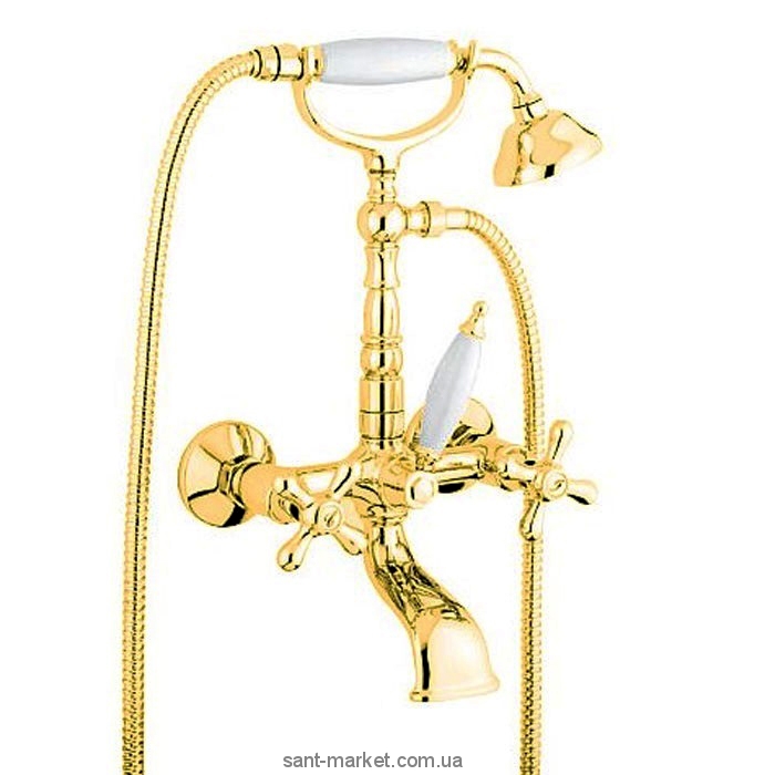 Змішувач двохвентильний для ванни з душем EMMEVI колекція Deco Old золото OR12611