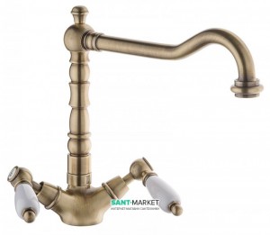 Змішувач для кухні Emmevi Deco Ceramic двухвентильний ретростиль бронза BR121617