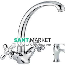 Смеситель для кухни Emmevi Deco Classic двухвентильный ретростиль матовый хром SC12717