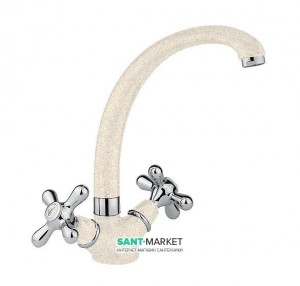 Смеситель для кухни Emmevi Deco Classic двухвентильный ретростиль бежевый гранит GBE12717
