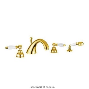 Змішувач двохвентильний на борт ванни з душем EMMEVI колекція Deco Ceramic золото ОR121120