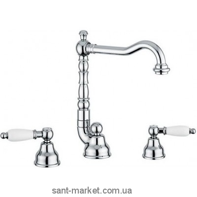 Смеситель для раковины двухрычажный с донным клапаном высокий EMMEVI Deco Ceramic хром СR121643