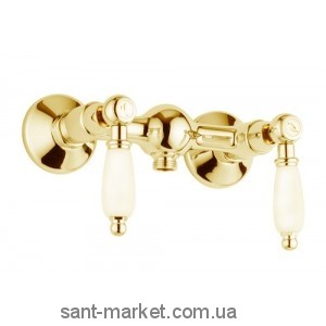 Смеситель для душа настенный двухрычажный EMMEVI Deco Ceramica золото OR121002