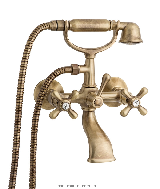 Смеситель двухвентильный для ванны с душем EMMEVI коллекция Deco Classic бронза BR12011