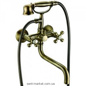 Смеситель двухвентильный с длинным изливом и душем EMMEVI коллкция Deco Classic бронза BR12011CC