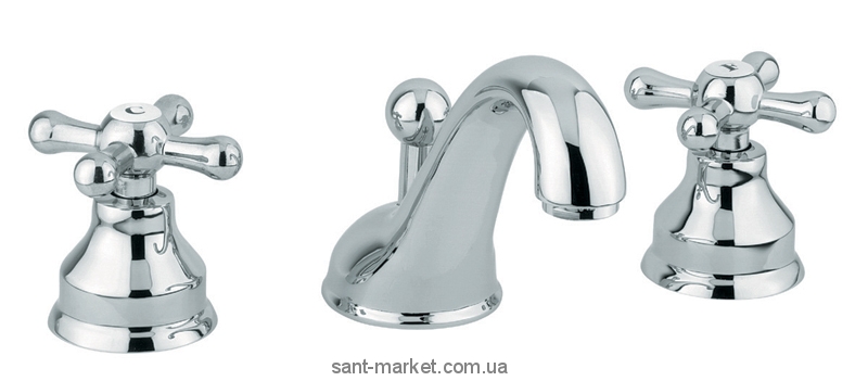 Змішувач для раковини двухвентильний прихований з донним клапаном EMMEVI Deco Classic хром CR12033