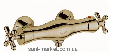 Смеситель для душа настенный двухвентильный с термостатом EMMEVI Deco Classic бронза BR12300