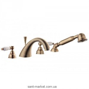 Смеситель двухвентильный на борт ванны с душем EMMEVI коллекция Deco Ceramic бронза BR121120