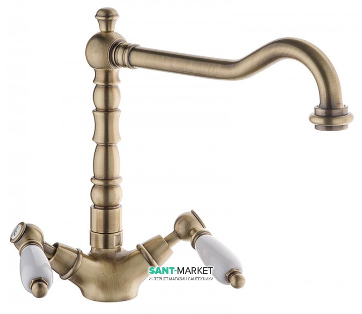 Смеситель для кухни Emmevi Deco Ceramic двухвентильный ретростиль бронза BR121617