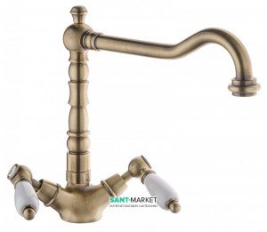 Змішувач для кухні Emmevi Deco Ceramic двухвентильний ретростиль бронза BR121617
