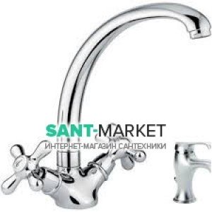 Змішувач для кухні Emmevi Deco Classic двухвентильний ретростиль матовий хром SC12717