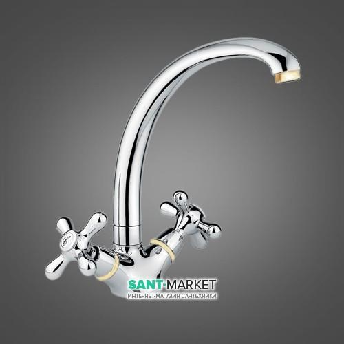 Смеситель для кухни Emmevi Deco Classic двухвентильный хром/золото CO12717