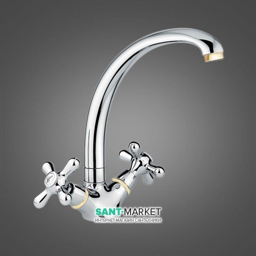 Змішувач для кухні Emmevi Deco Classic двухвентильний хром / золото CO12717