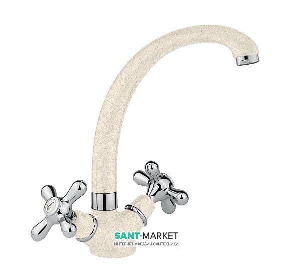 Смеситель для кухни Emmevi Deco Classic двухвентильный ретростиль бежевый гранит GBE12717