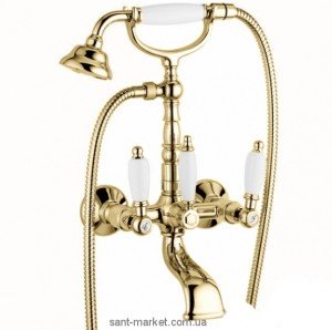 Смеситель двухвентильный для ванны с душем EMMEVI коллекция Deco Ceramic золото OR121611