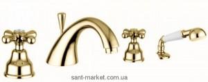 Смеситель двухвентильный на борт ванны с душем EMMEVI коллекция Deco Classic золото OR12120