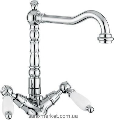 Смеситель для раковины двухрычажный с донным клапаном высокий EMMEVI Deco Ceramic хром СR121613