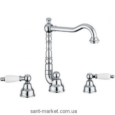 Змішувач для раковини Двохважеля з донним клапаном високий EMMEVI Deco Ceramic хром СR121643