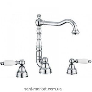 Смеситель для раковины двухрычажный с донным клапаном высокий EMMEVI Deco Ceramic хром СR121643