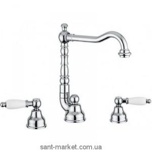 Змішувач для раковини Двохважеля з донним клапаном високий EMMEVI Deco Ceramic хром СR121643