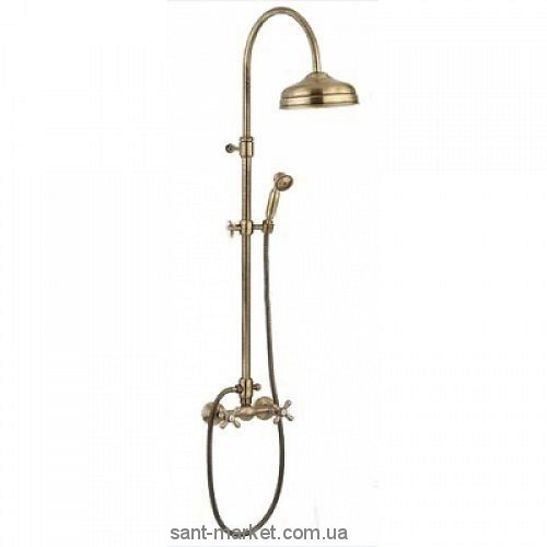 Змішувач для душу настінний двухвентильний EMMEVI Deco Classicс душовим набором бронза BR1200281