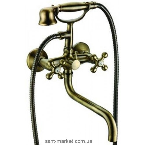 Смеситель двухвентильный с длинным изливом и душем EMMEVI коллкция Deco Classic бронза BR12011CC