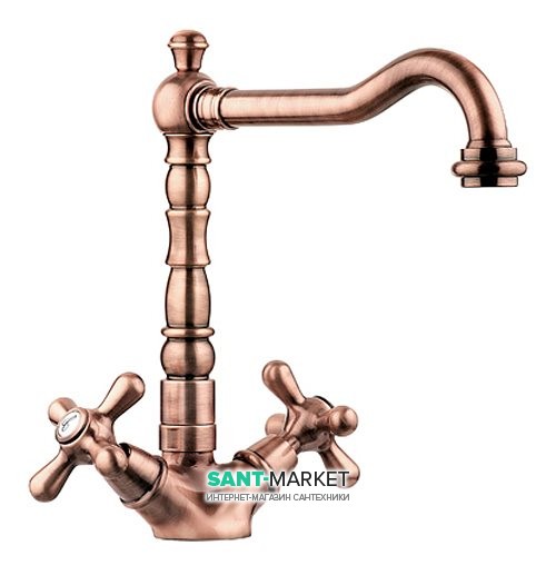 Змішувач для кухні Emmevi Deco Old двухвентильний ретростиль мідь RA12617