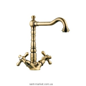 Змішувач для раковини двухвентильний з донним клапаном високий EMMEVI Deco Old бронза BR12613