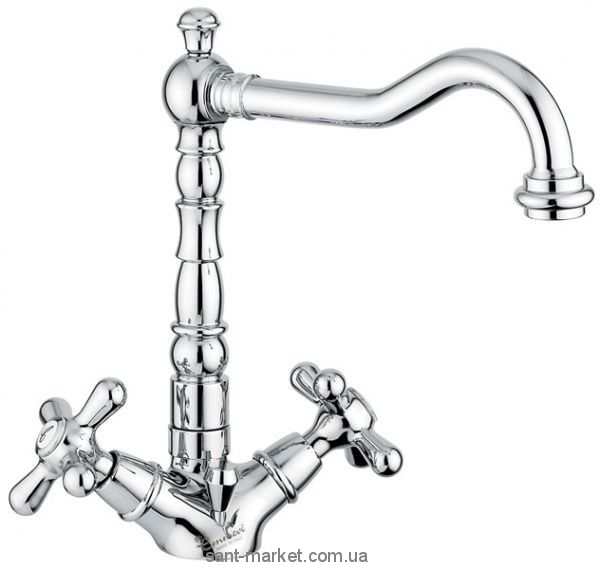 Смеситель для раковины двухвентильный с донным клапаном высокий EMMEVI Deco Old хром CR12613