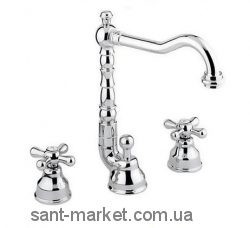 Смеситель для раковины двухвентильный с донным клапаном высокий EMMEVI Deco Old хром CR12643