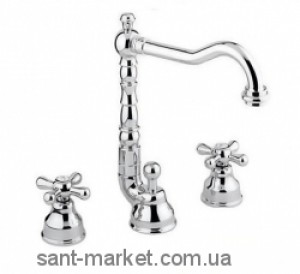 Смеситель для раковины двухвентильный с донным клапаном высокий EMMEVI Deco Old хром CR12643