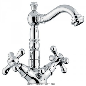 Смеситель для раковины двухвентильный с донным клапаном EMMEVI коллекция Deco Old хром СR12615