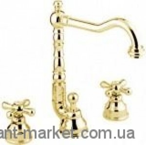 Змішувач для раковини двухвентильний з донним клапаном високий EMMEVI Deco Old золото OR12643