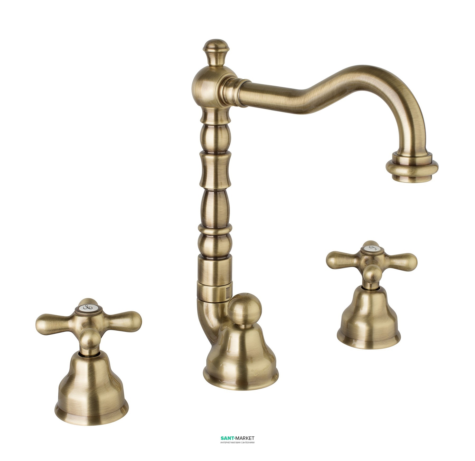 Змішувач для раковини двухвентильний з донним клапаном високий EMMEVI Deco Old бронза BR12643