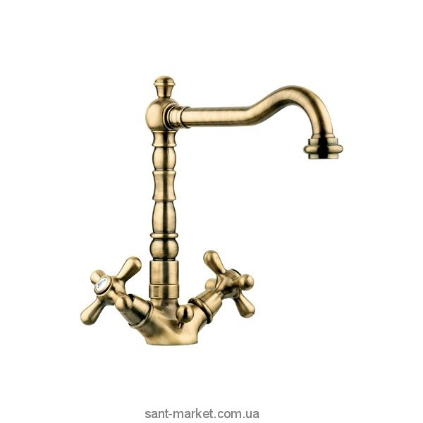 Смеситель для раковины двухвентильный с донным клапаном высокий EMMEVI Deco Old бронза BR12613