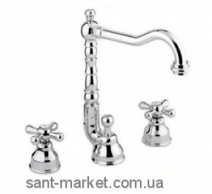 Смеситель для раковины двухвентильный с донным клапаном высокий EMMEVI Deco Old хром CR12643